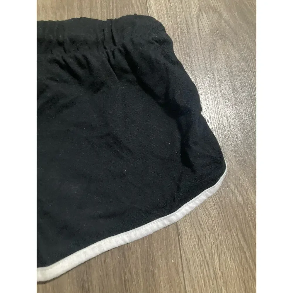 Old Navy Girls Black Shorts White Trim Size 8 Medium Cotton Blend Stretch Pocket